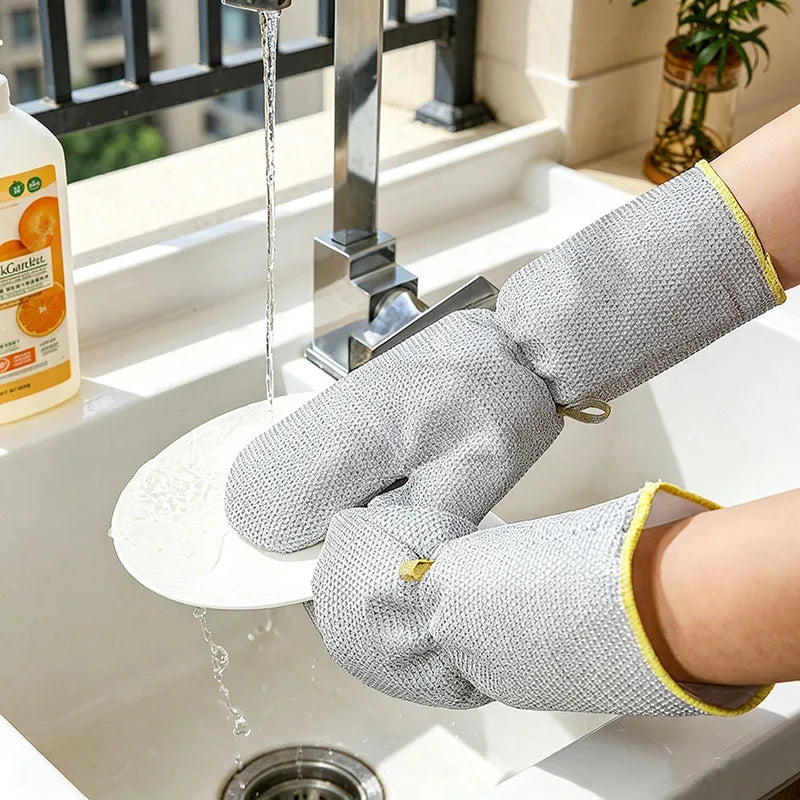 Heavy-Duty Wire Scrubber Dishwashing Mitts – Heat Resistant Steel Wire Cleaning Gloves for Pots, Pans, Grills, and Kitchen Tasks ( single )
