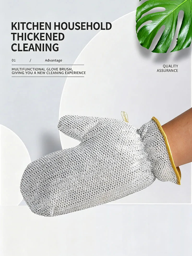 Heavy-Duty Wire Scrubber Dishwashing Mitts – Heat Resistant Steel Wire Cleaning Gloves for Pots, Pans, Grills, and Kitchen Tasks ( single )