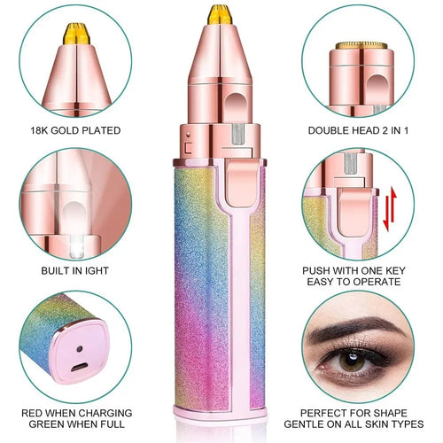 2 in 1 Electric Eyebrow Trimmer & Hair Remover for all parts use in pen Flawless