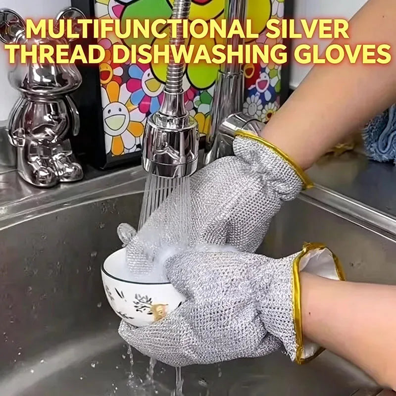 Heavy-Duty Wire Scrubber Dishwashing Mitts – Heat Resistant Steel Wire Cleaning Gloves for Pots, Pans, Grills, and Kitchen Tasks ( single )