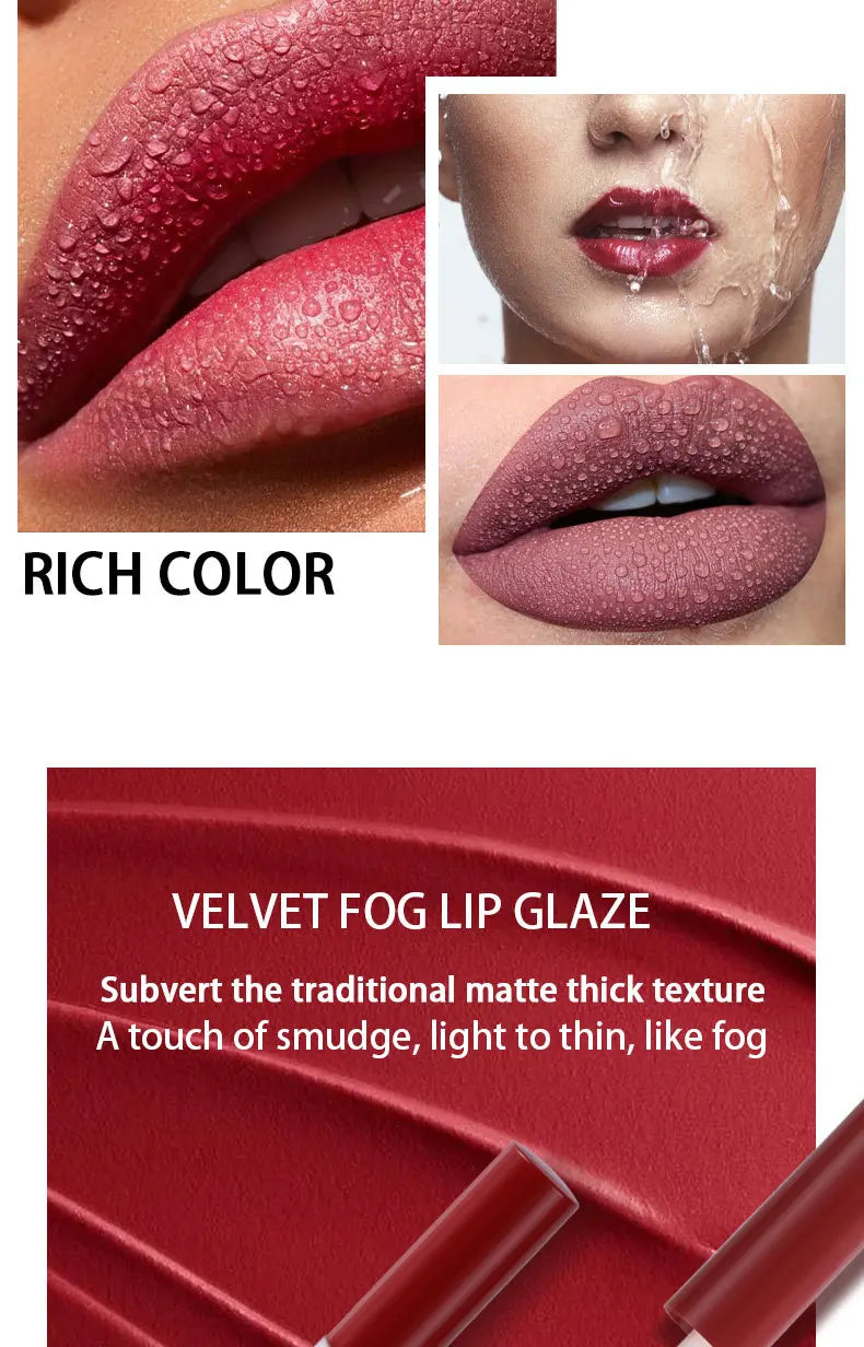 Matte Velvet Lip Gloss Waterproof Moisturizing Long lasting Liquid Lipstick