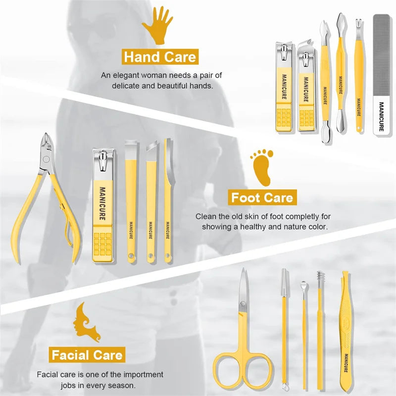 Manicure Set (16-in-1) – Professional Stainless Steel Pedicure & Grooming Kit