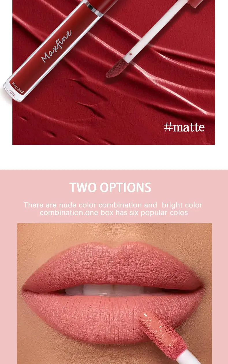Matte Velvet Lip Gloss Waterproof Moisturizing Long lasting Liquid Lipstick