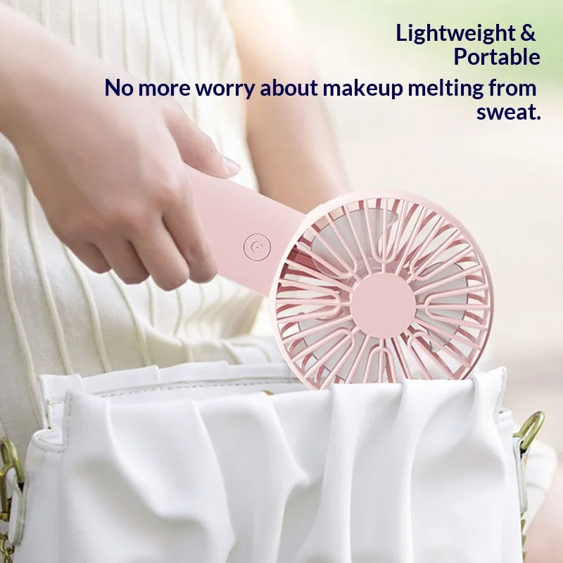 Portable Mini Rechargeable Fan with Desktop Stand, USB Charging Cable