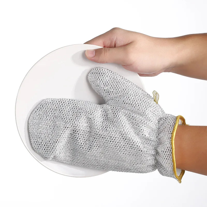 Heavy-Duty Wire Scrubber Dishwashing Mitts – Heat Resistant Steel Wire Cleaning Gloves for Pots, Pans, Grills, and Kitchen Tasks ( single )