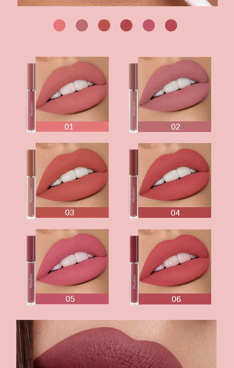 Matte Velvet Lip Gloss Waterproof Moisturizing Long lasting Liquid Lipstick