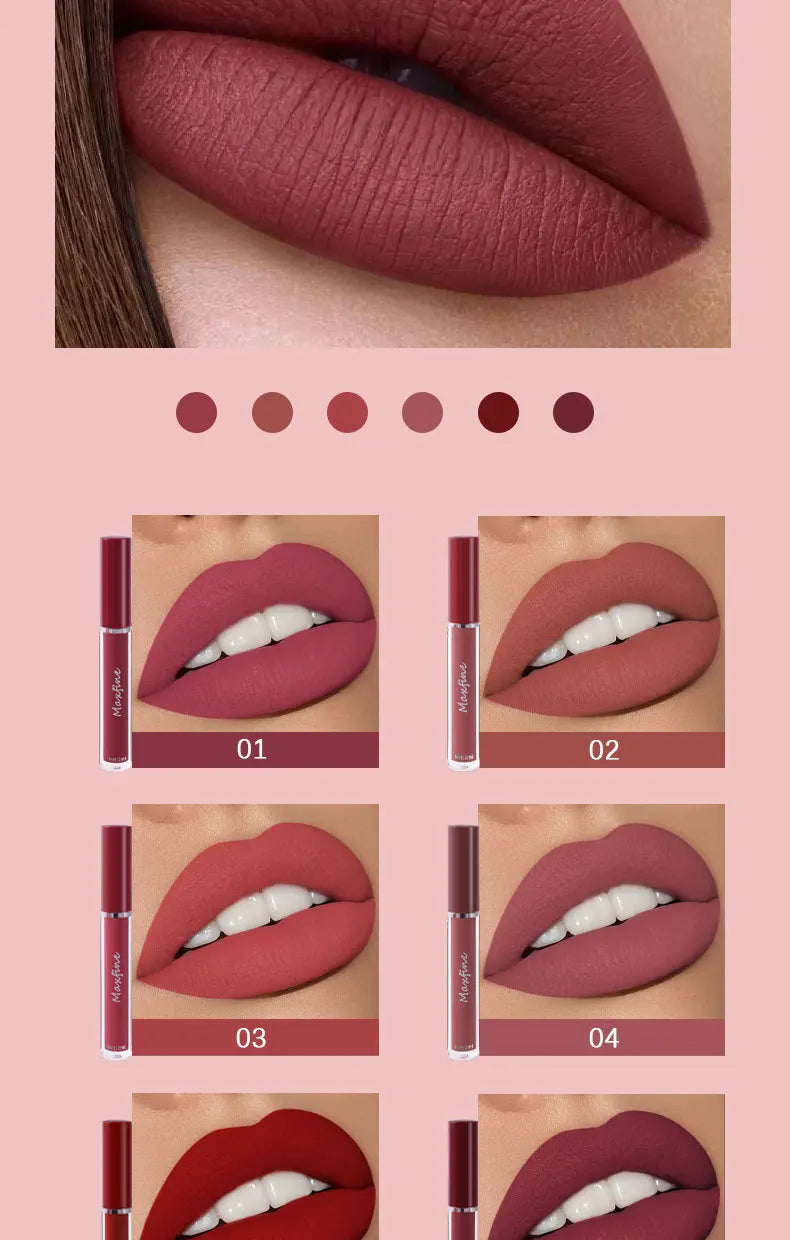 Matte Velvet Lip Gloss Waterproof Moisturizing Long lasting Liquid Lipstick