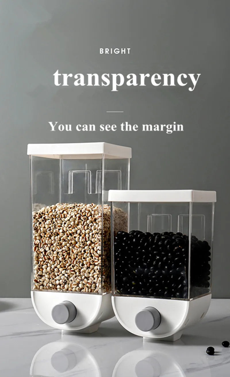 1Pc 1500ml Self-Adhesive Grain Dispenser | Wall Mounted Rice & Grain Storage Box | Kitchen Food Organizer Container | Dry Fruit Dispenser