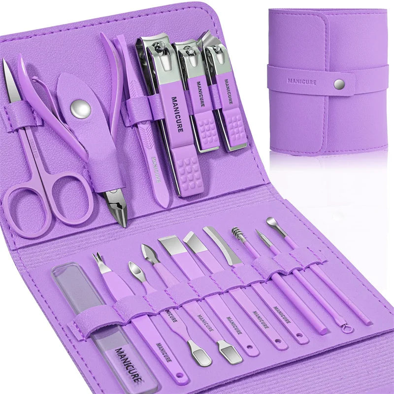 Manicure Set (16-in-1) – Professional Stainless Steel Pedicure & Grooming Kit