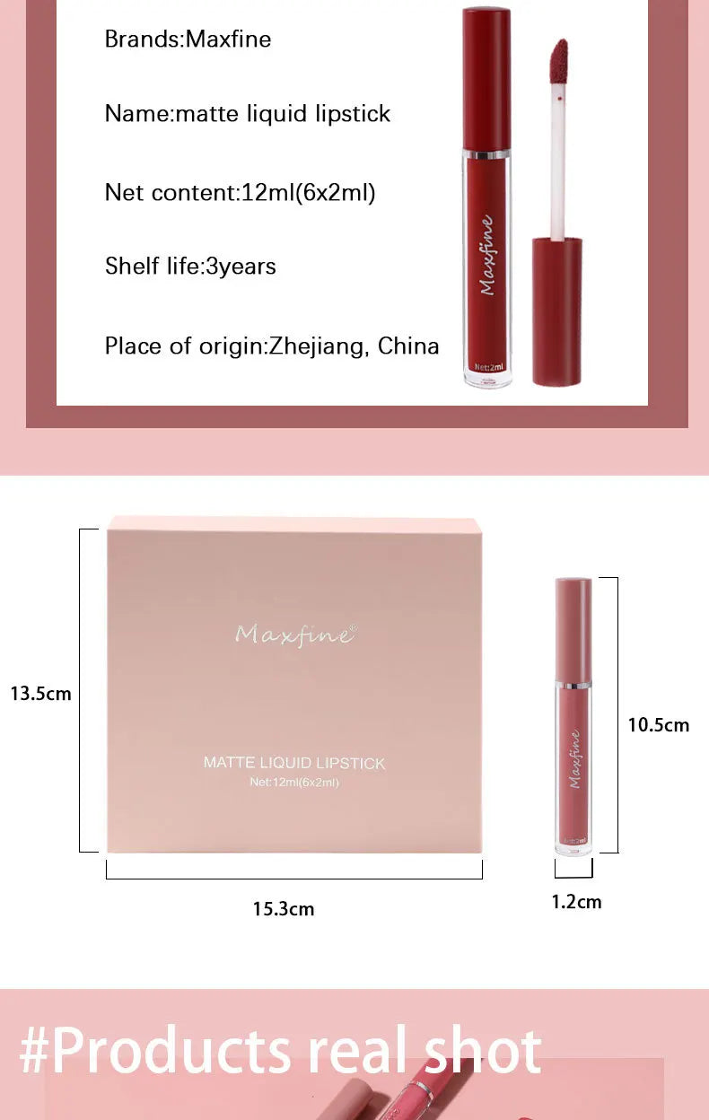 Matte Velvet Lip Gloss Waterproof Moisturizing Long lasting Liquid Lipstick
