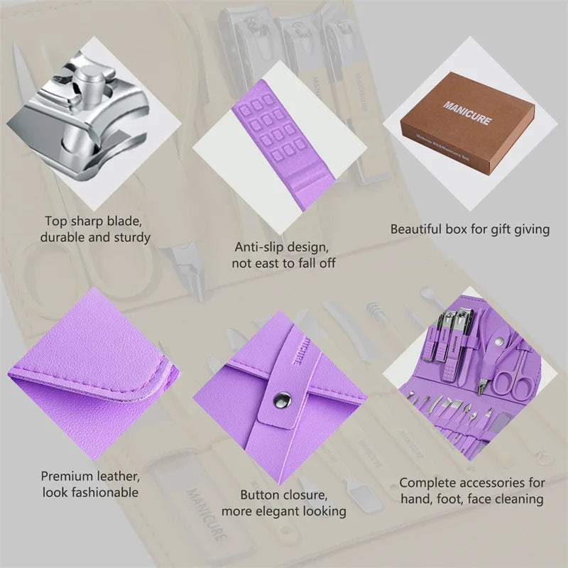 Manicure Set (16-in-1) – Professional Stainless Steel Pedicure & Grooming Kit