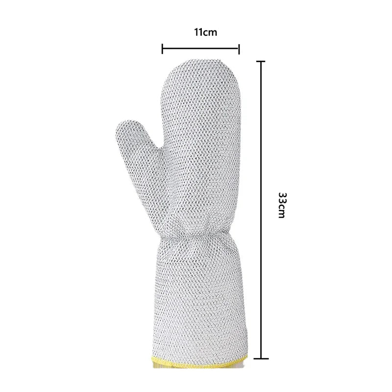 Heavy-Duty Wire Scrubber Dishwashing Mitts – Heat Resistant Steel Wire Cleaning Gloves for Pots, Pans, Grills, and Kitchen Tasks ( single )
