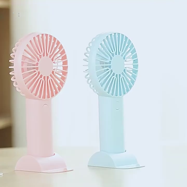 Portable Mini Rechargeable Fan with Desktop Stand, USB Charging Cable
